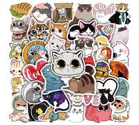 Lot de 50 Mignons Chat Autocollants, Vinyle Imperméables pour Bouteilles d'eau, Portable, Scrapbooking, Kawaii Chaton Compagnie Animaux, Chat Cadeaux, Merchandise Cadeaux pour Adultes et Enfants