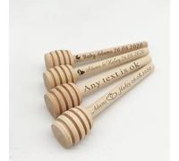 Lot de 50 mini bâtonnets en bois gravés personnalisés, 7,6 cm - Pour distribuer des gouttes de miel - Cadeaux de mariage pour invités (8 cm)