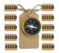 Lot de 50 mini boussole de qualité supérieure - Cadeaux d'invités - Thème créatif - Pour invités - Avec étiquettes kraft et ficelle en jute - Décorations de fête à thème de voyage - Décorations