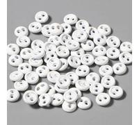 Lot de 50 mini boutons ronds en résine à 2 trous pour la fabrication de vêtements de poupée, loisirs créatifs, scrapbooking, couture, accessoires et fournitures de couture (3 mm), blancs