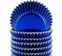Lot de 50 mini caissettes à cupcakes en aluminium Bleu