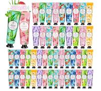 Lot de 50 mini crèmes pour les mains en 10 parfums pour les mains sèches | crèmes pour les mains hydratantes, cadeau pour collègue, petite amie, anniversaire, Noël, Saint-Valentin