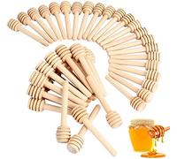 Lot de 50 Mini Cuillères à Miel en Bois, Bâton Miel Portable pour de Miel Collecte de Confiture et la Distribution, pour Cuisine et Salle à Manger