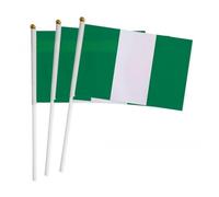 Lot de 50 mini drapeaux nigérians de 14 x 21 cm en plastique sur un seul côté, pour défilés de la coupe du monde, festivals, festivals internationaux, fournitures de décoration de fête, soutien aux