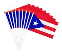Lot de 50 mini drapeaux portoricains à main, petits drapeaux portoricains miniatures avec 21 x 14 cm, décoration extérieure, décorations de fête, fournitures pour défilés, festivals et événements
