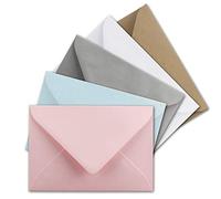 Lot de 50 mini Enveloppes pastel 5,2 x 7,6 cm en 5 couleurs | Enveloppes à rabat pointu, fermeture à humidifier, Petites Pochettes pour Messages - FarbenFroh by GUSTAV NEUSER
