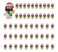Lot de 50 mini figurines de Jésus avec chapeau de Noël, poupée religieuse Jésus en vrac, Little Jesus Loves You figurines pour cacher une petite figurine d'action pour travaux manuels, cadeaux