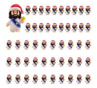 Lot de 50 mini figurines de Jésus avec chapeau de Noël, poupée religieuse Jésus en vrac, Little Jesus Loves You figurines pour cacher une petite figurine d'action pour travaux manuels, cadeaux