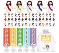 Lot de 50 mini figurines de Jésus comprenant 50 petites statues de Jésus, 50 cartes de prière et des sacs en organza pour cacher et chercher le petit Jésus, cadeau religieux pour fête, chruch œufs de