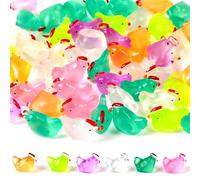 Lot de 50 mini figurines de poulet en résine phosphorescentes dans le noir - Figurines de poulet mignonnes pour jardin, maison de poupée, petits animaux pour le paysage de jardin, maison de poupée