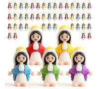 Lot de 50 Mini Figurines Vierge Marie,Figurines Religieuses Miniatures Multicolores,Décoration Chrétienne et Cadeaux Religieux, Statuettes Marie pour Pâques,Chasse aux œufs,Baptême,Fêtes d’église