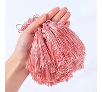 Lot de 50 mini glands soyeux faits à la main - Marque-page colorés - Avec boucle en corde - Pour la fabrication de bijoux, bricolage, accessoires, sacs, marque-pages, souvenirs, rose B