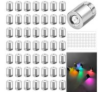Lot de 50 mini lumières LED pour maison de poupée - Mini lumières pour bricolage - Mini lumières colorées - En plastique argenté - Batterie incluse - Mini lumières électriques pour jouets, blocs de