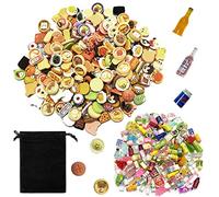 Lot de 50 Mini modèles de Nourriture et de Boissons avec 1 Sac de Rangement Noir, Ensemble de Jeu pour Enfants, Jouets de Jeu de rôle pour Enfants, Fournitures de Bricolage (Styles aléatoires)