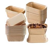 Lot de 50 mini moules à gâteau rectangulaires en papier 8 × 4 × 4 cm, petits moules à gâteau, moules à pain, moules à muffins en papier pour muffins, pain, marron
