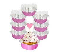 Lot de 50 mini moules en aluminium jetables en forme de cœur avec couvercles pour pudding, muffins, cheesecake, soufflé, etc. 100 ml