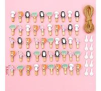 Lot de 50 mini pinces à linge en bois + 10 m de ficelle de jute, pinces décoratives pour travaux photo, patchwork, pinces décoratives pour lin photo, vêtements, animaux