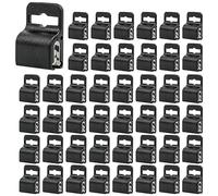 Lot de 50 mini pinces noires pour badge d'identité d'épaisseur standard, support en plastique pour puce CAC intelligente ou carte à balayer (noir)
