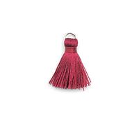 Lot de 50 mini pompons - 2 cm - Soyeux - Pour bricoler, fabrication de bijoux, sacs, marque-pages - Accessoire artisanal - Bordeaux