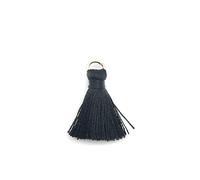 Lot de 50 mini pompons - 2 cm - Soyeux - Pour bricoler, fabrication de bijoux, sacs, marque-pages - Accessoires d'artisanat - Noir
