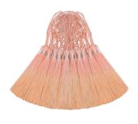 Lot de 50 mini pompons en soie pour loisirs créatifs, marque-pages, fabrication de bijoux mignons avec perles en résine, boucles d'oreilles pour fille, porte-clés, remise de diplôme, petite clé, long