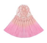 Lot de 50 mini pompons en soie pour loisirs créatifs, marque-pages, fabrication de bijoux mignons avec perles en résine, boucles d'oreilles pour fille, porte-clés, remise de diplôme, petite clé, long