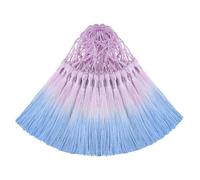 Lot de 50 mini pompons en soie pour loisirs créatifs, marque-pages, fabrication de bijoux mignons en résine, boucles d'oreilles pour fille, porte-clés, remise de diplôme, petite clé, long ruban à