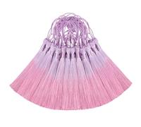 Lot de 50 mini pompons en soie pour loisirs créatifs, marque-pages, fabrication de bijoux mignons en résine, boucles d'oreilles pour fille, porte-clés, remise de diplôme, petite clé, long ruban à