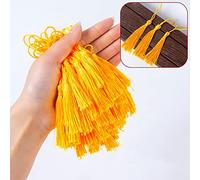 Lot de 50 mini pompons soyeux faits à la main - Avec cordon - Pour la fabrication de bijoux, le bricolage, les accessoires, les sacs, les marque-pages, les souvenirs, etc