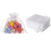 Lot de 50 mini sacs cadeaux blancs en organza transparent, 5 x 7,6 cm, sacs de rangement respirants avec cordon de serrage, sacs en maille pour dragées de mariage, fête, bijoux, Noël, festival, savons