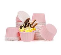 Lot de 50 Moule Muffins Papier Caissettes Cupcake Moule à Cupcake Mini Moules Muffin Jetable pour Mariage, Anniversaire(rose clair)