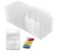 Lot de 50 moules à cire réutilisables en plastique transparent à 6 cavités pour la fabrication de bougies et de savon