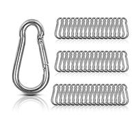 Lot de 50 mousquetons à ressort, petits mousquetons M5 x 5 cm, mousquetons robustes pour camping, randonnée, voyage, sac à dos, porte-clés, laisse de chien