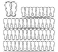 Lot de 50 mousquetons argentés M5 de 1,9 cm, petits mousquetons à maillons rapides, boucle à ressort de 5,1 cm pour la pêche, le camping, le hamac, les laisses de chien, capacité de charge de 99,8 kg