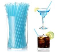 Lot de 50 pailles courtes à cocktail réutilisables en polypropylène Bleu scintillant