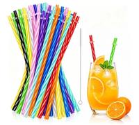 Lot de 50 pailles réutilisables avec brosse à paille | Pailles réutilisables pour gobelets de 473 ml, 590 ml, 900 ml