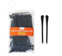 Lot de 50 paires d'embouts en silicone souple avec trou rond 5 couleurs pour magasin de lunettes et hôpital oculaire (50 paires noires)