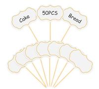 Lot de 50 Panneaux de Buffet avec Étiquettes Alimentaires & Drapeaux Snack - Marqueurs Fromage/Prix, Panneau Présentation Buffet pour Mariage/Anniversaire (Planche Apéro, Mini Pancarte),Blanc