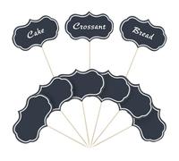Lot de 50 panneaux de buffet de 10 cm - Ymapinc - À écrire - Noir - Marqueur à fromage vide - Cure-dents - Décoration de cupcake - Pour carnaval, cocktail, fête (9 x 6 cm)