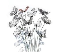 Lot de 50 papillons 3D décoratifs pour jardin, décoration de jardin en PVC de 25,4 cm pour extérieur, tête secouante, papillons artificiels pour gâteau, bouquet, mur, pelouse, allée, pot de fleurs