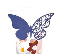 Lot de 50 papillons pour déco de table, marque-verres, marque-places, pour mariage, fête, bleu, 10.4 x 7 x 1.8 cm