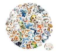 Lot de 50 Pcs Gommettes Enfants et Stickers Scrapbooking Animaux Mignons, Autocollant Vinyle Imperméable pour Ordinateur Portable Valise Vélo Gourde, Kit Décoration DIY Cadeau Créatif pour Garçon Fill