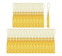 Lot de 50 pendentifs à pompons pour décoration de jardin d'intérieur et d'artisanat, bijoux, marque-page, pour anniversaire, vacances, anniversaire de mariage (doré)
