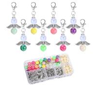 Lot de 50 pendentifs ange gardien - 400 porte-clés ange gardien - Pour les personnes qui aiment le bricolage et qui veulent faire des cadeaux à faire soi-même, Breit, Métal, Perle créée