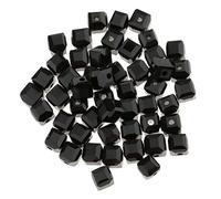 Lot de 50 perles cubiques carrées en cristal de verre de 6 mm pour la fabrication de bijoux Noir