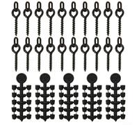 Lot de 50 perles d'arrêt de crochet et 20 vis d'appât pour pêche à la carpe, bouchons de bas de ligne en cuivre ABS avec cheville à vis pour Chod Ronnie Rig, noir (C)