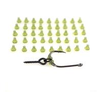 Lot de 50 perles d'arrêt de crochet pour hameçon et pêche à la carpe, connecteur fiable pour vis d'appât et bas de ligne (blanc)