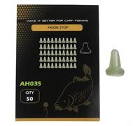 Lot de 50 perles d'arrêt de crochet pour hameçon et pêche à la carpe, connecteur fiable pour vis d'appât et bas de ligne (vert)