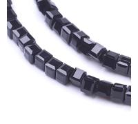 Lot de 50 perles de cristal tchèques en verre taillé, cubes, style bohème, 2 x 2 mm, noires