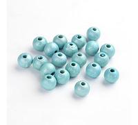 lot de 50 perles en bois rondes bleu glacier nacré sans plomb diamètre 7-8 mm
